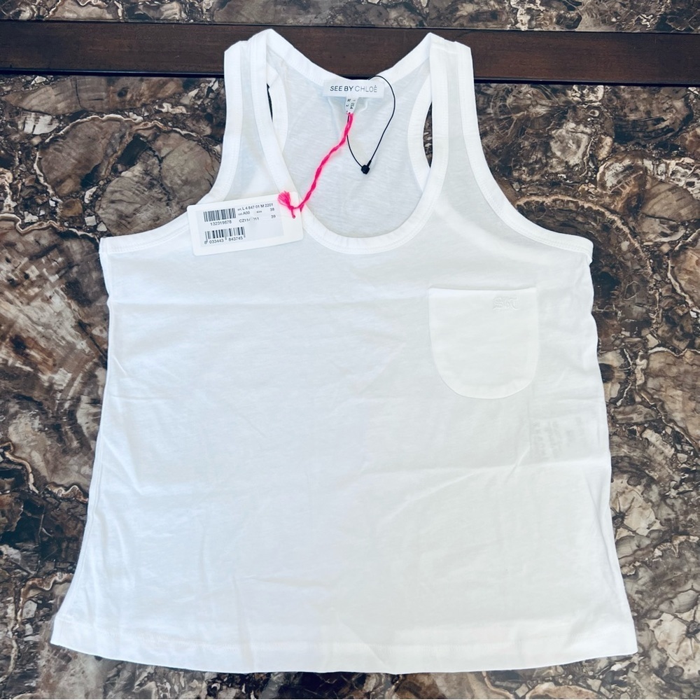 See by Chloe White Sleeveless/Tank Shirt Top size 38 USA 2 Small - Picture 6 of 16